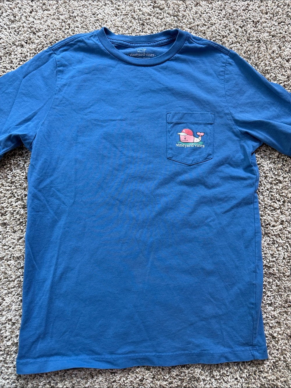 Vineyard Vines Royal Blue Pocket Tee with Baseball Whale boys size small 8-10